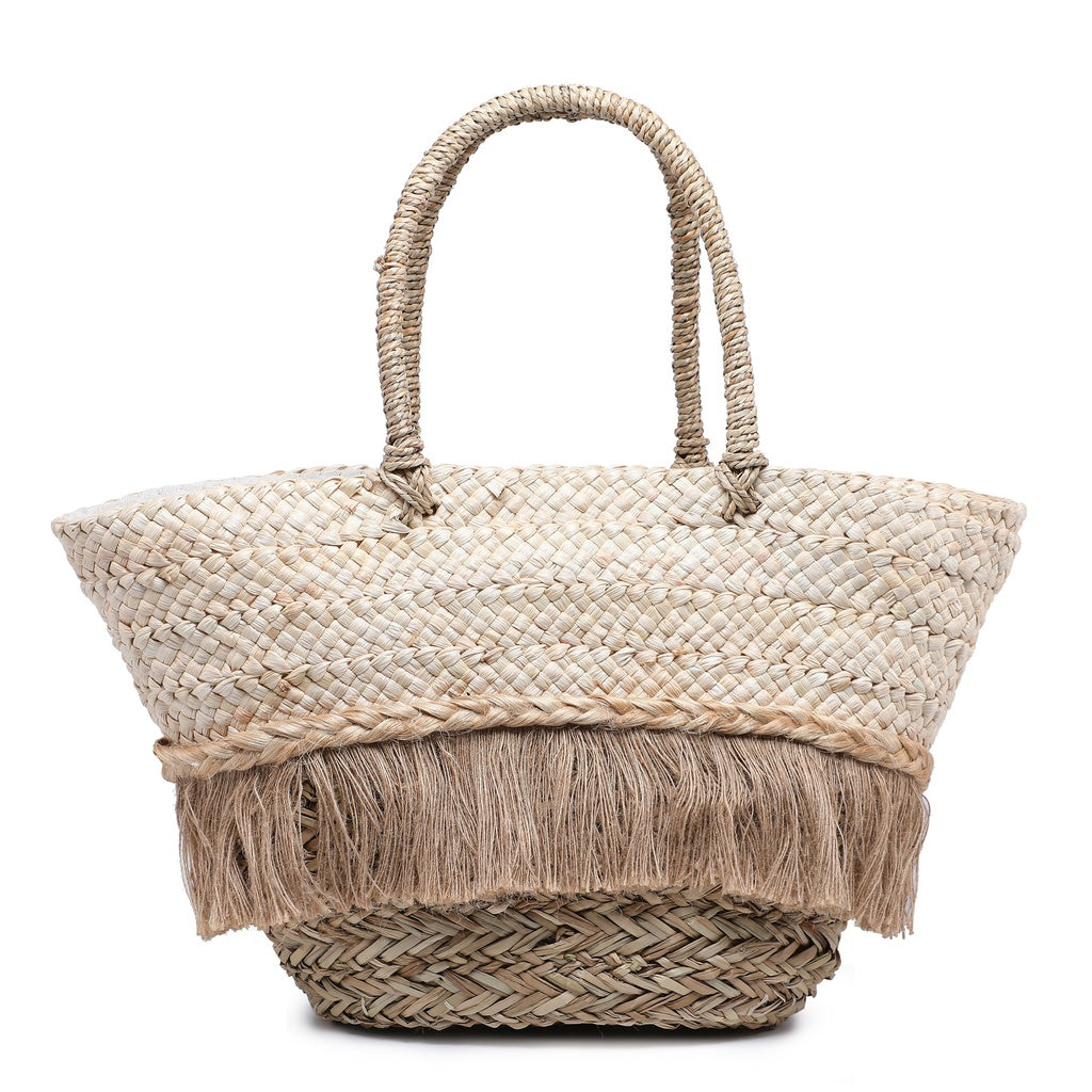 Women's Shopper Bag - Woven Straw - Cotton