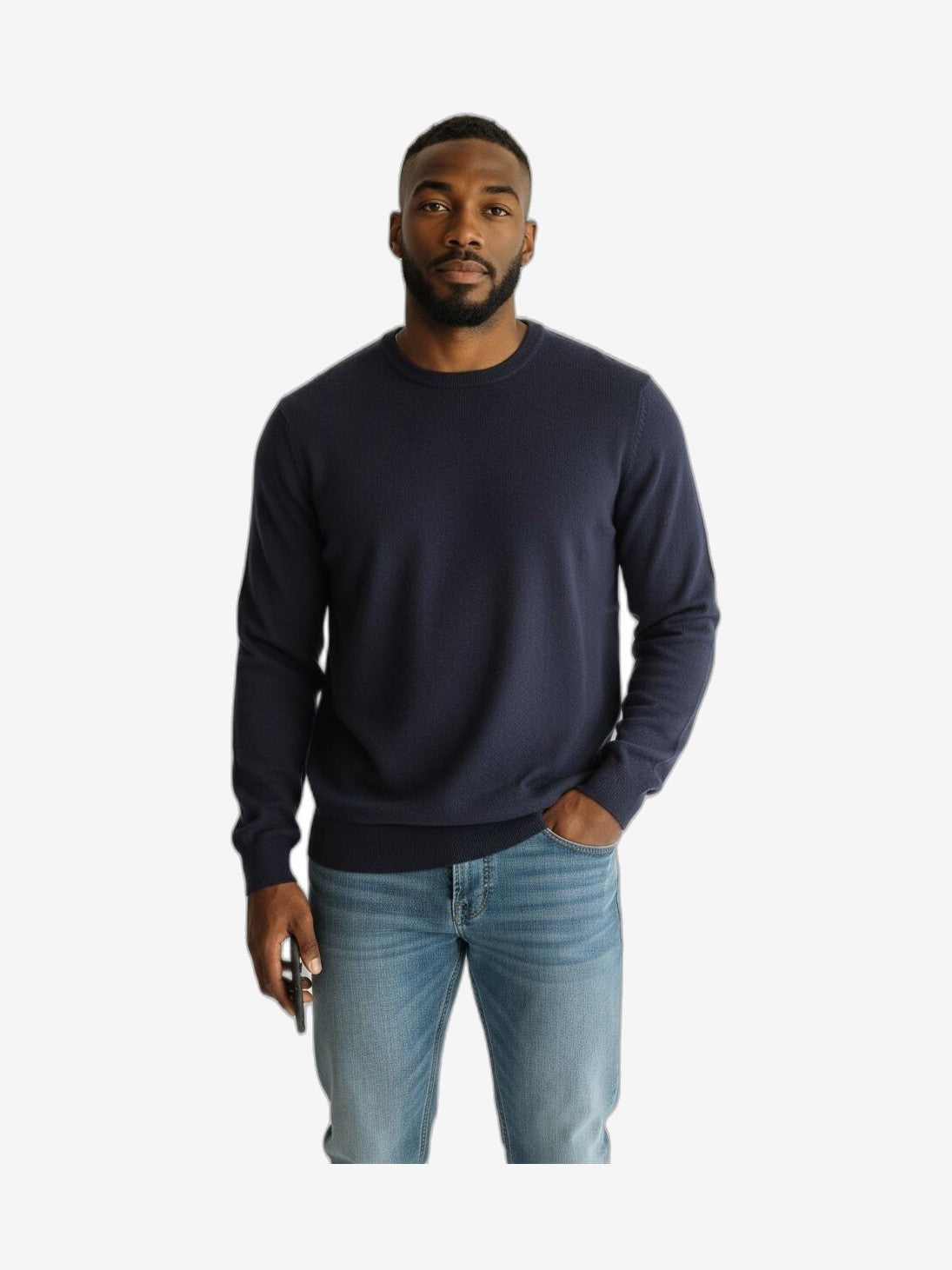 ICEBERG Pull Homme Bleu Marine Laine Col Rond