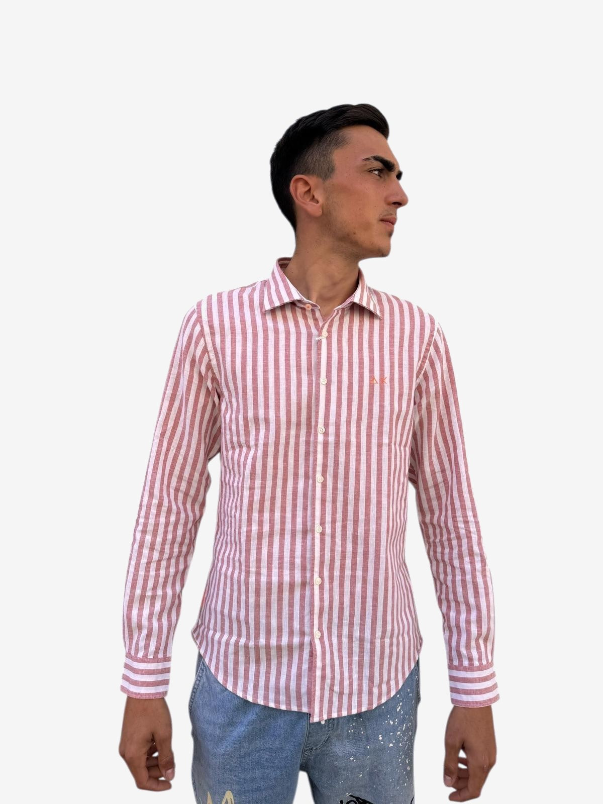 SUN68 Fancy Stripe Herren Weiß Baumwolle