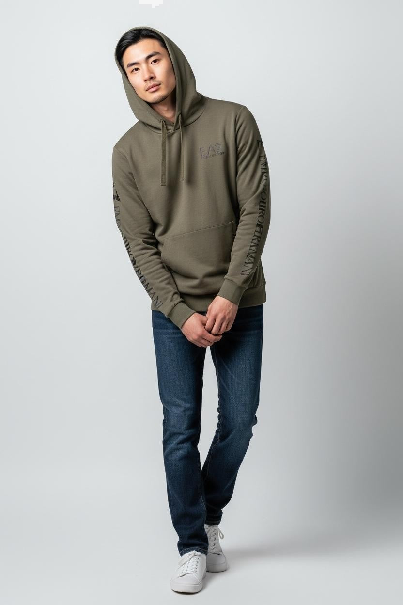 EA7 Herren-Sweatshirt Schwarz Baumwolle