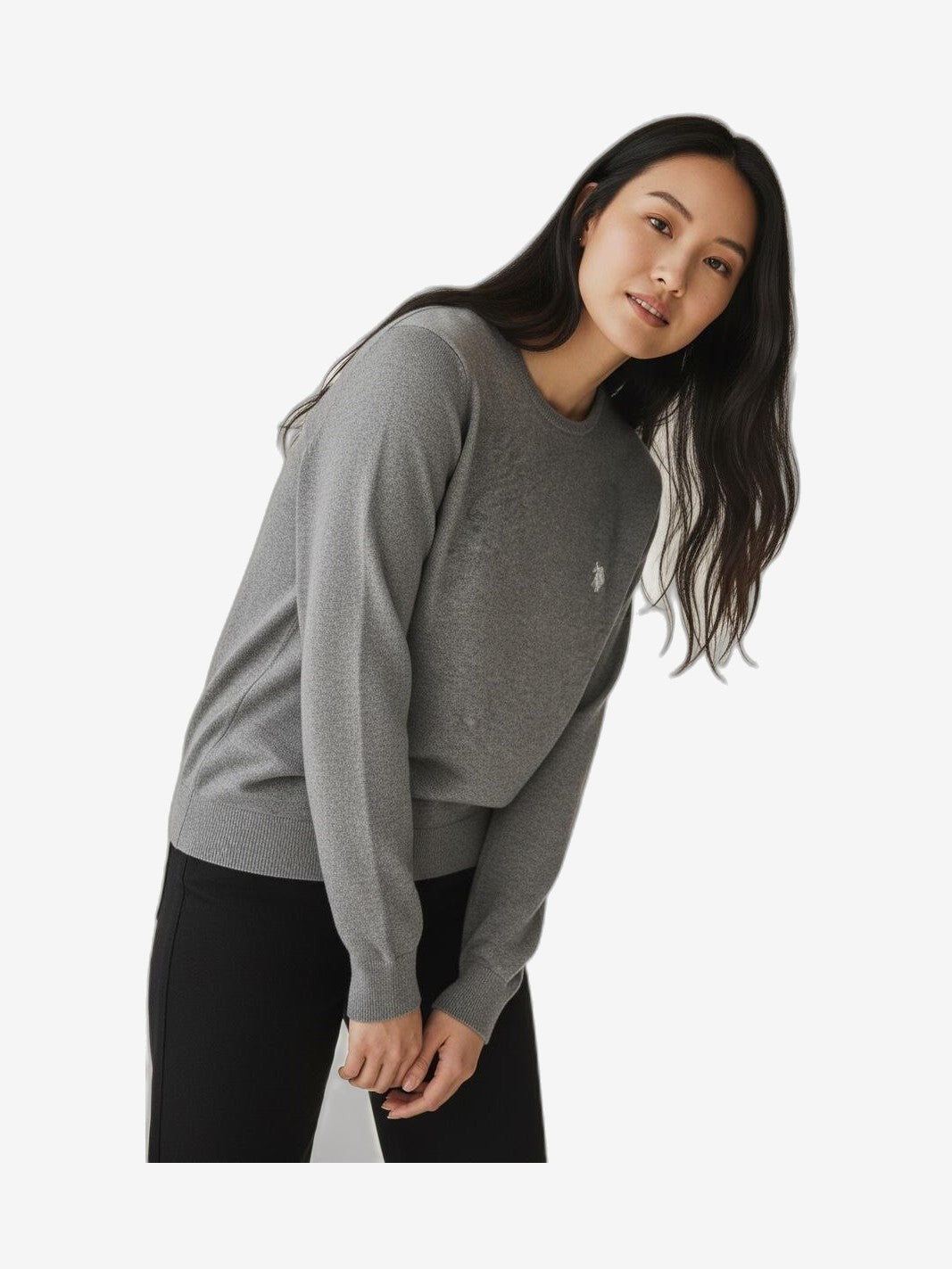 U.S. POLO Women's Knitwear Grey Cotton Crewneck