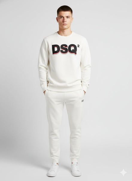 DSQ2 Felpa Unisex Bianco Cotone Girocollo