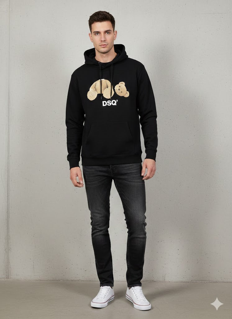 DSQ2 Felpa Uomo Nero Cotone