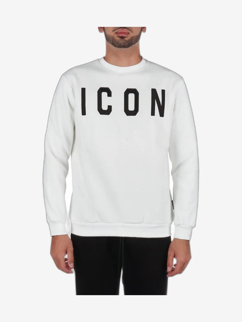 ICON Felpa Uomo Bianco Cotone Girocollo