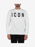 ICON Felpa Uomo Bianco Cotone Girocollo