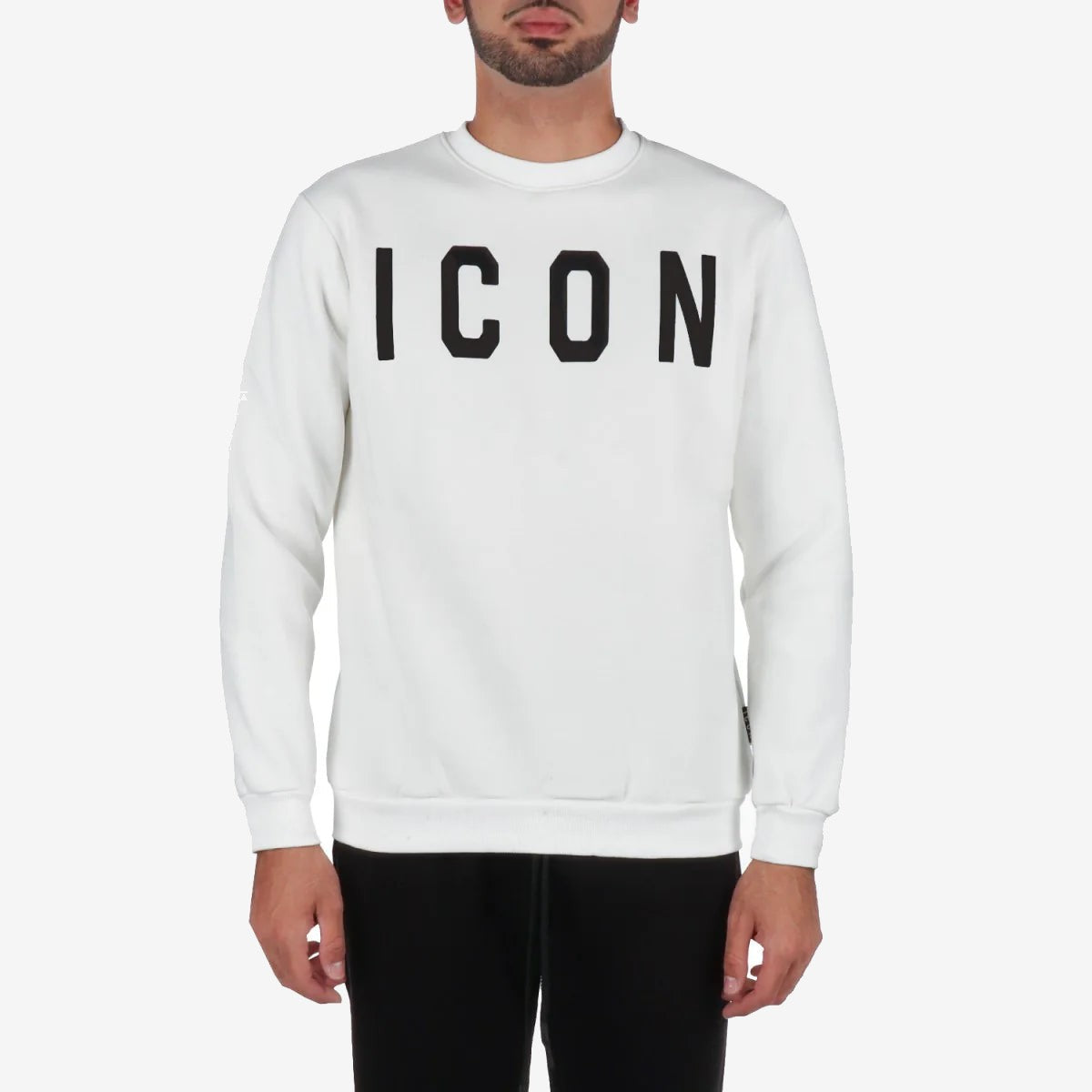 ICON Felpa Uomo Bianco Cotone Girocollo