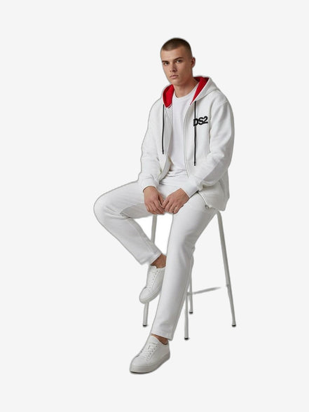 DS2 Felpa Con Zip Unisex Bianco Cotone