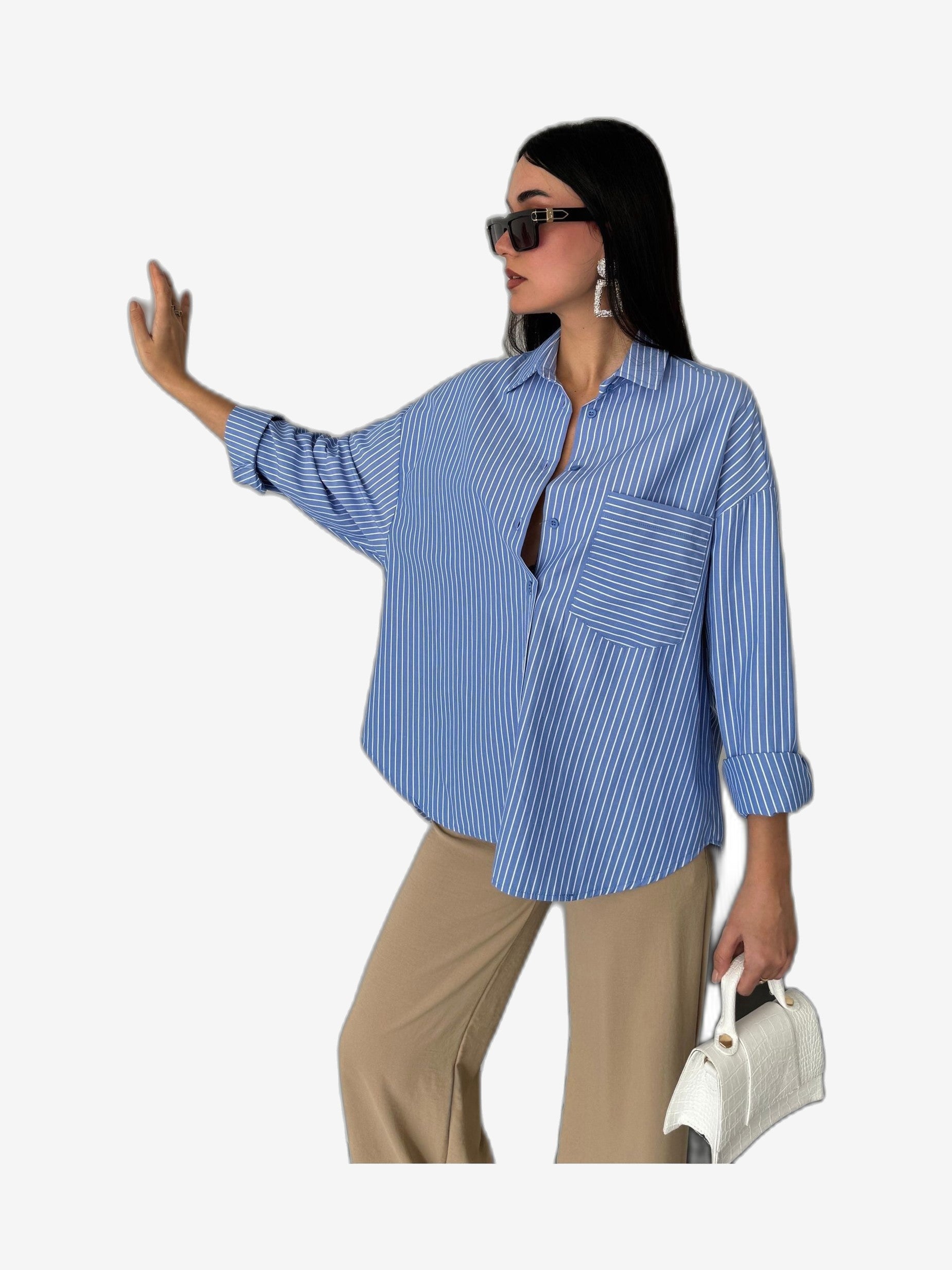 LONCA Camicie Donna Blu Cotone