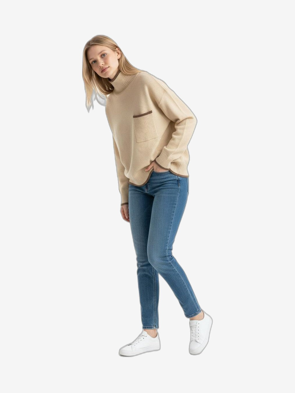 FRESH FLOWER Dolcevita Damen Natur/Taupe Stehkragen