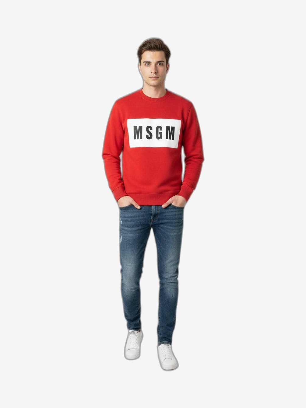 Sweat-shirt MSGM Homme Noir Coton Col Rond
