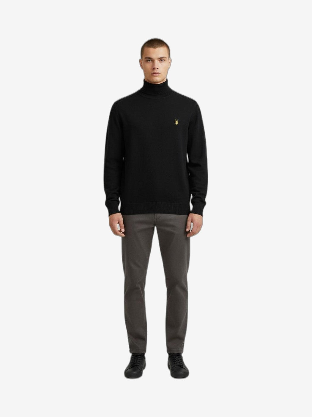 U.S. POLO Maglieria Uomo Nero Cotone Collo Alto