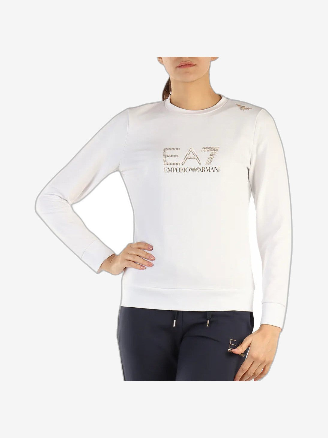 EA7 Damen Sweatshirt Weiß Rundhals-Sweatshirt