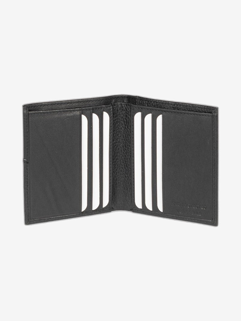 RB12113A | Portafogli Verticale in Vera Pelle pieno fiore, grana dollaro/leggera. Colore Nero. Protezione RFID. Dimensioni da chiuso: cm 9,5 x 10 x 1. Confezione: Scatola regalo fondo/coperchio