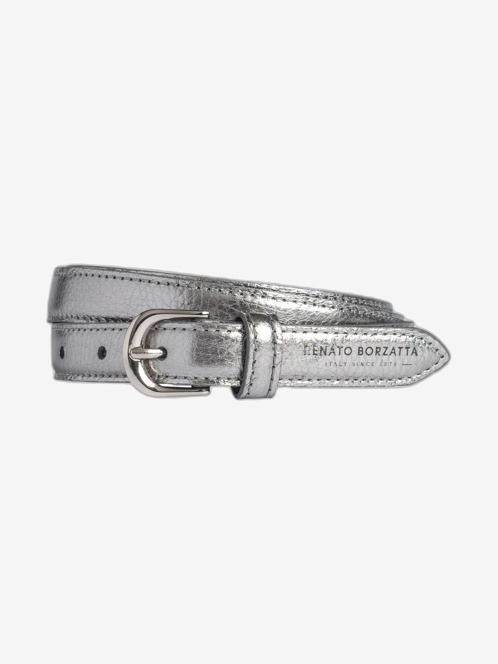 RB4021AY | Cintura Donna Made in Italy in Vera Pelle grana Dollaro. Fibbia in finitura Argento Lucido. Colore Canna di Fucile. Dimensioni: cm 115 x 2,0 x 0,5 (giro vita cm 100)