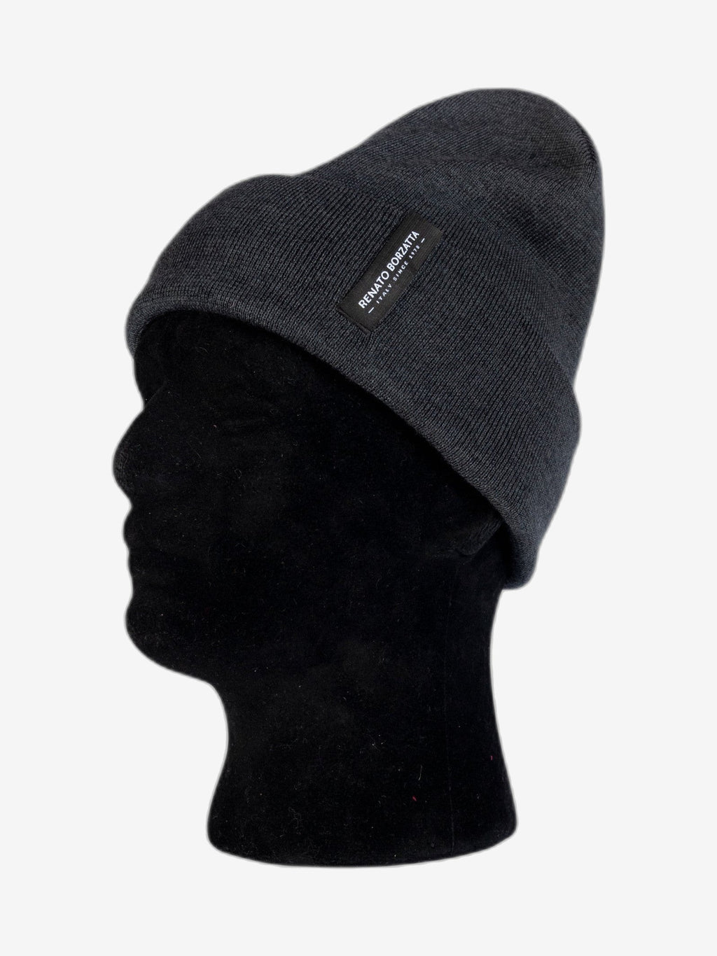 RB5005K | CIMONE Unisex Knit Beanie in a Tubular Wool Blend Made in Italy. Charcoal Color. One Size