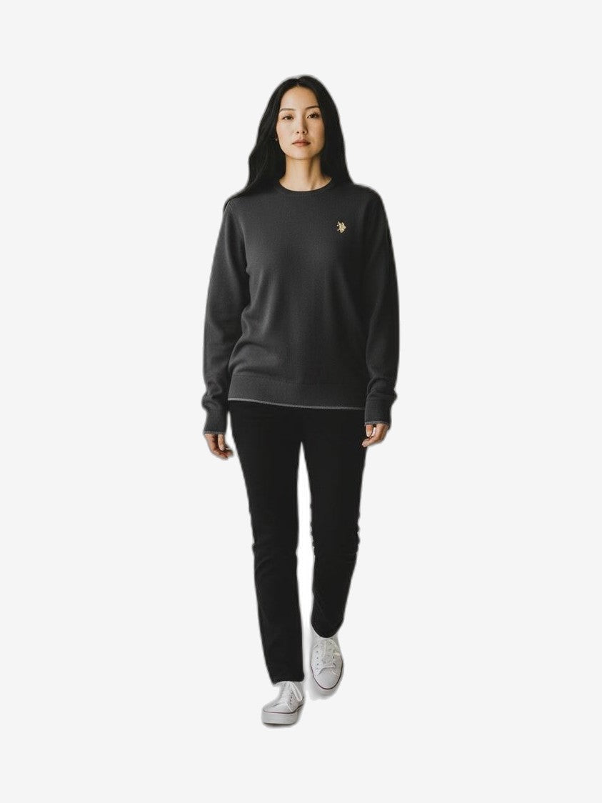 U.S. POLO Crew Neck Jumper Women Black Cashmere