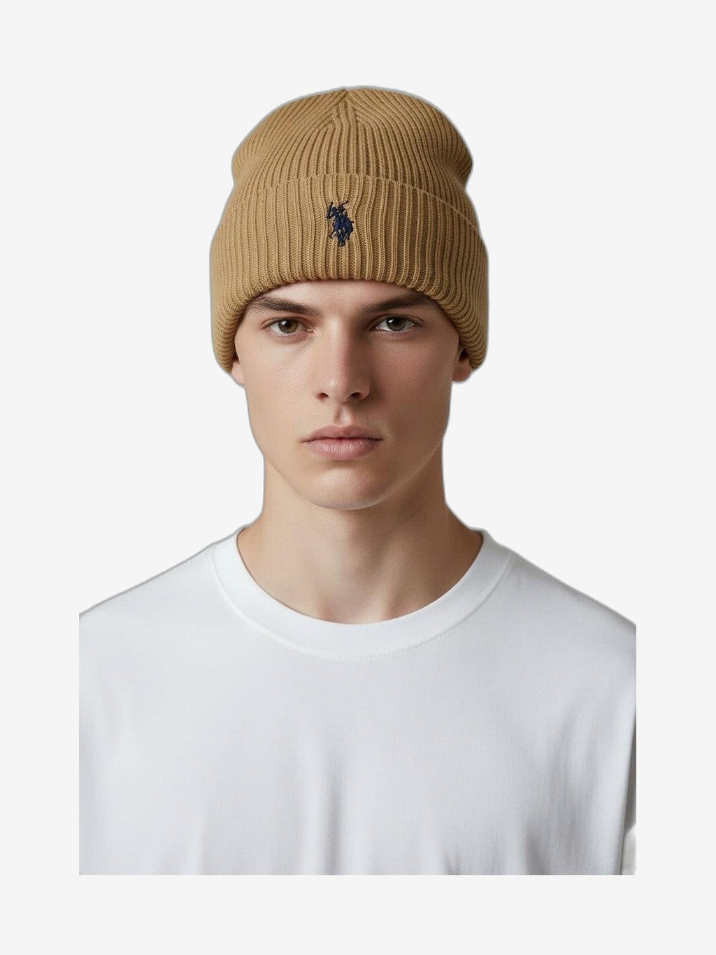 U.S. POLO Gorro Hombre Beige Algodón