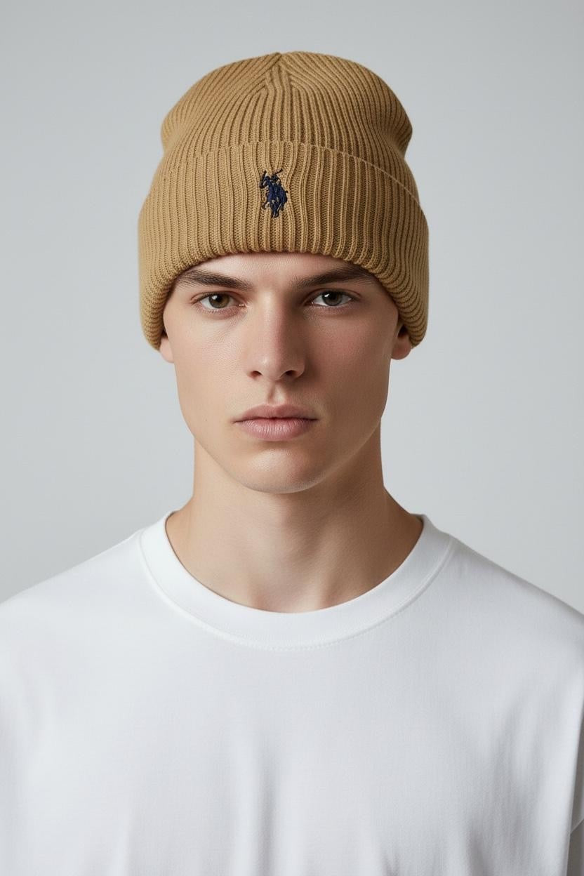 U.S. POLO Men's Beige Cotton Hat