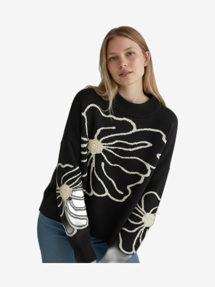 FRESH FLOWER Girocollo Donna Nero Girocollo