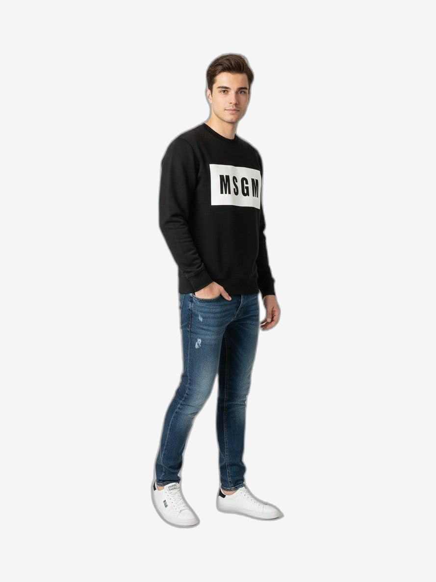Sweat-shirt MSGM Homme Noir Coton Col Rond