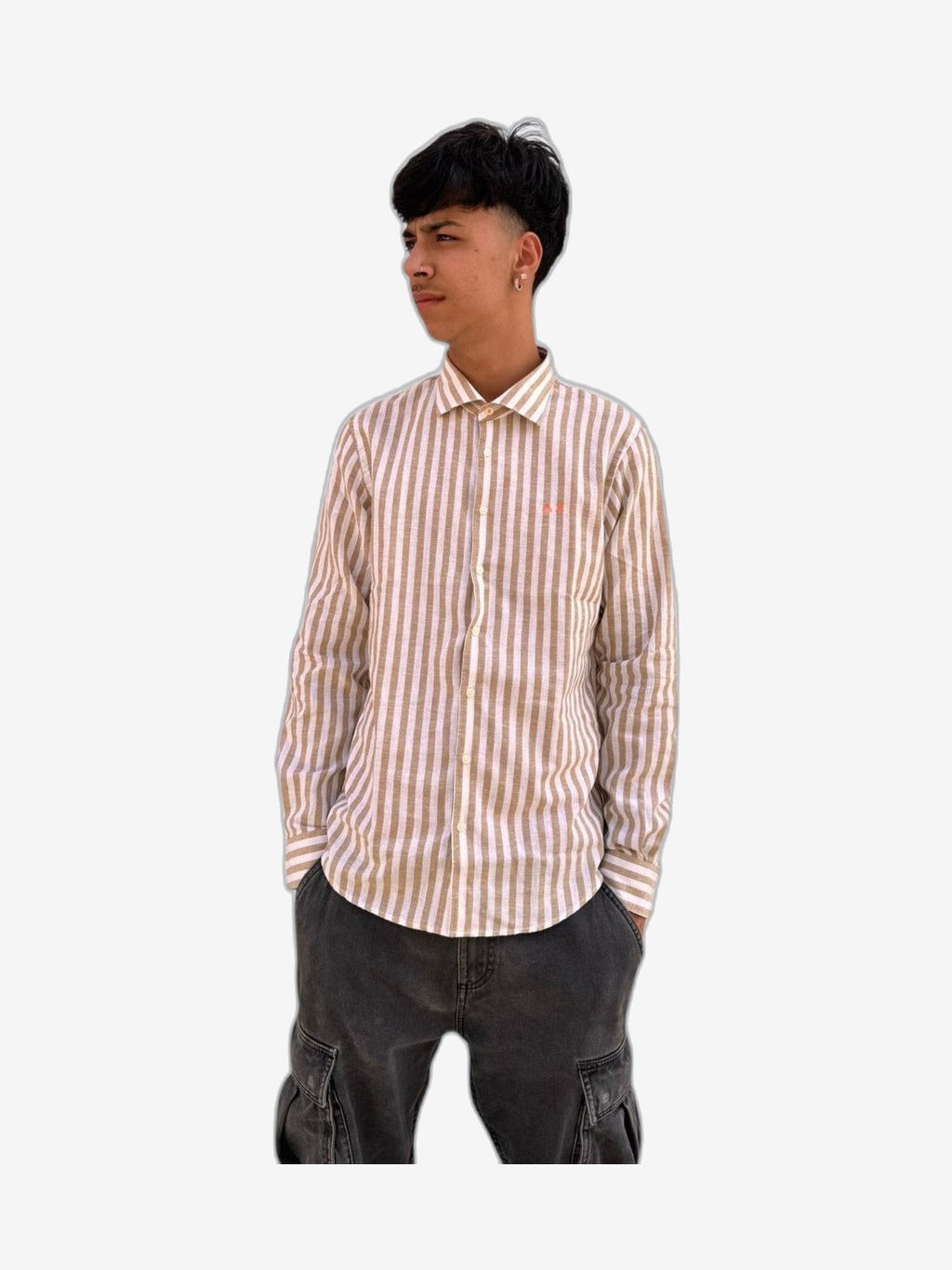 SUN68 Fancy Stripe Herren Weiß Baumwolle