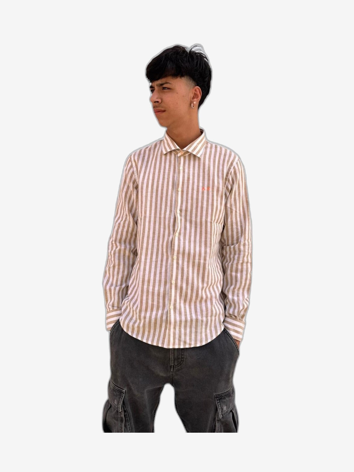 SUN68 Fancy Stripe Uomo Bianco Cotone