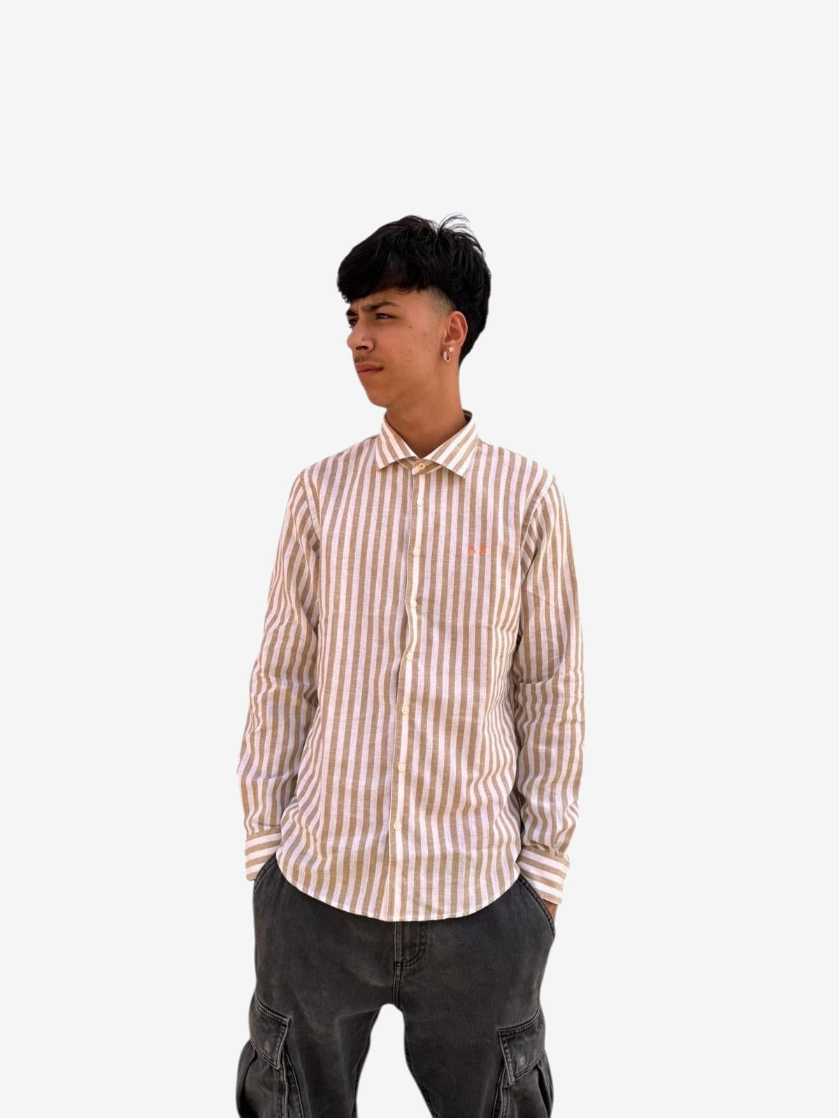 SUN68 Fancy Stripe Herren Weiß Baumwolle