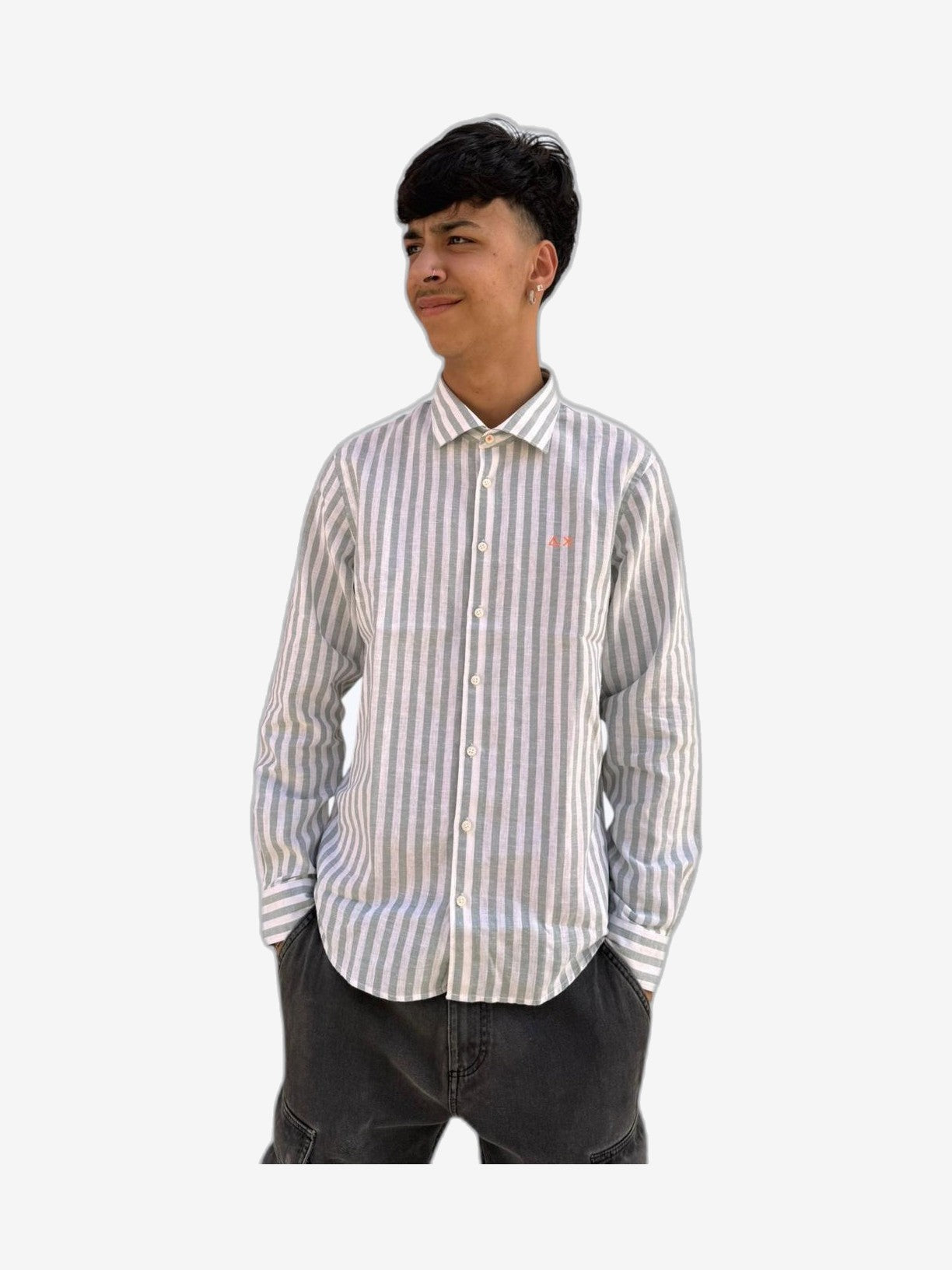 SUN68 Fancy Stripe Uomo Bianco Cotone