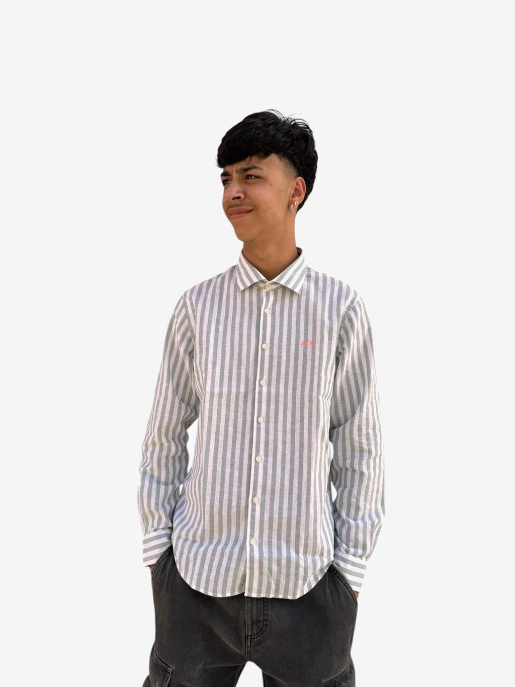 SUN68 Fancy Stripe Herren Weiß Baumwolle