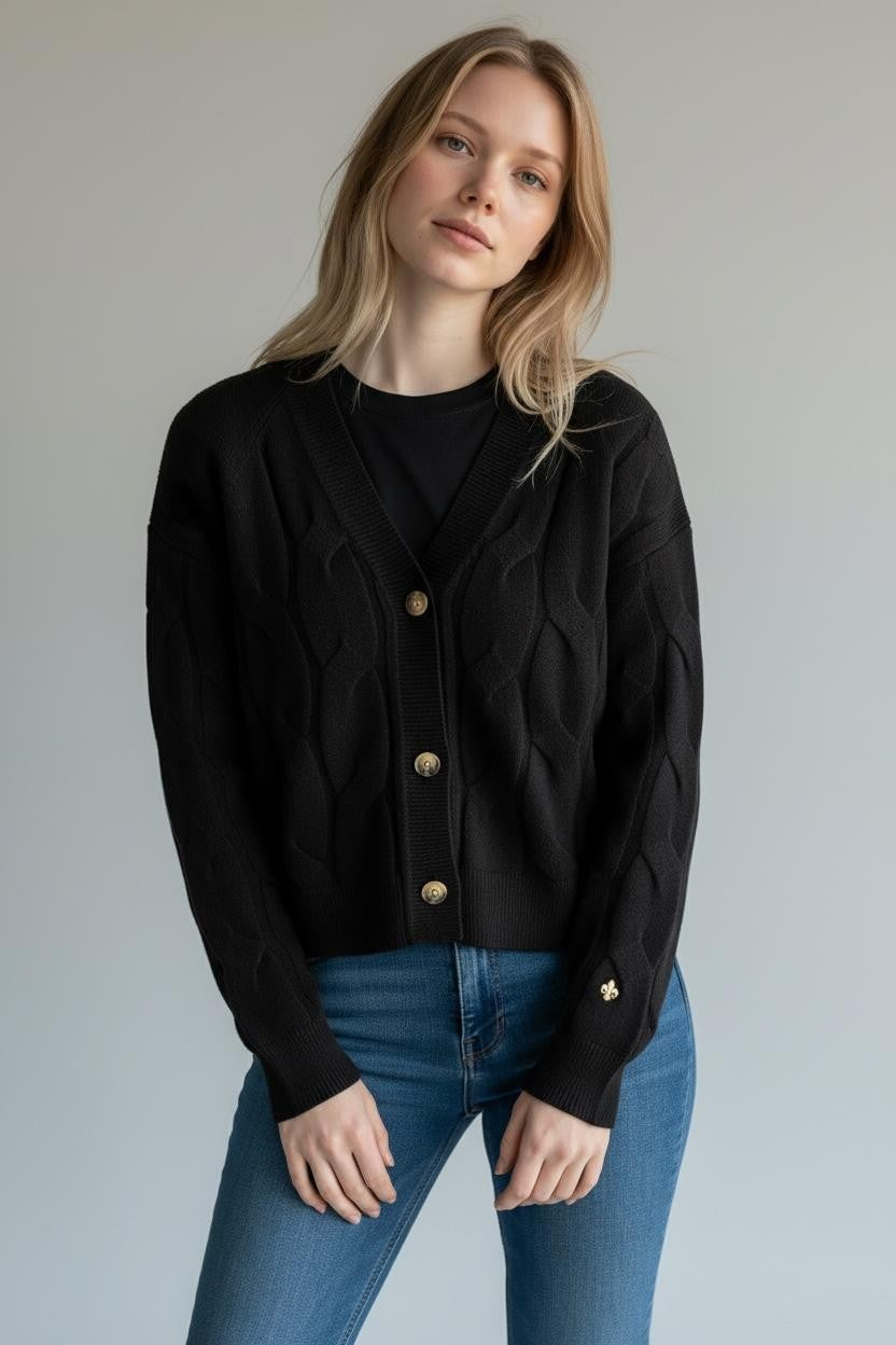 FRESH FLOWER Cardigan Femme Noir
