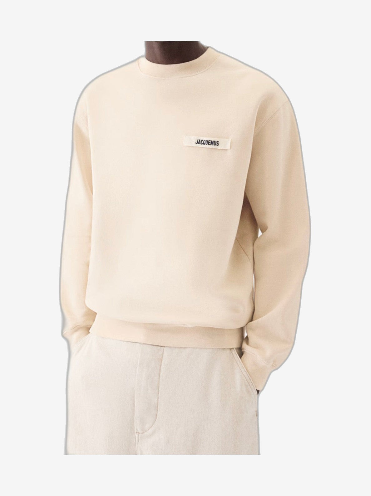 JACQUEMUS Sudadera Hombre Marfil Algodón Cuello Redondo