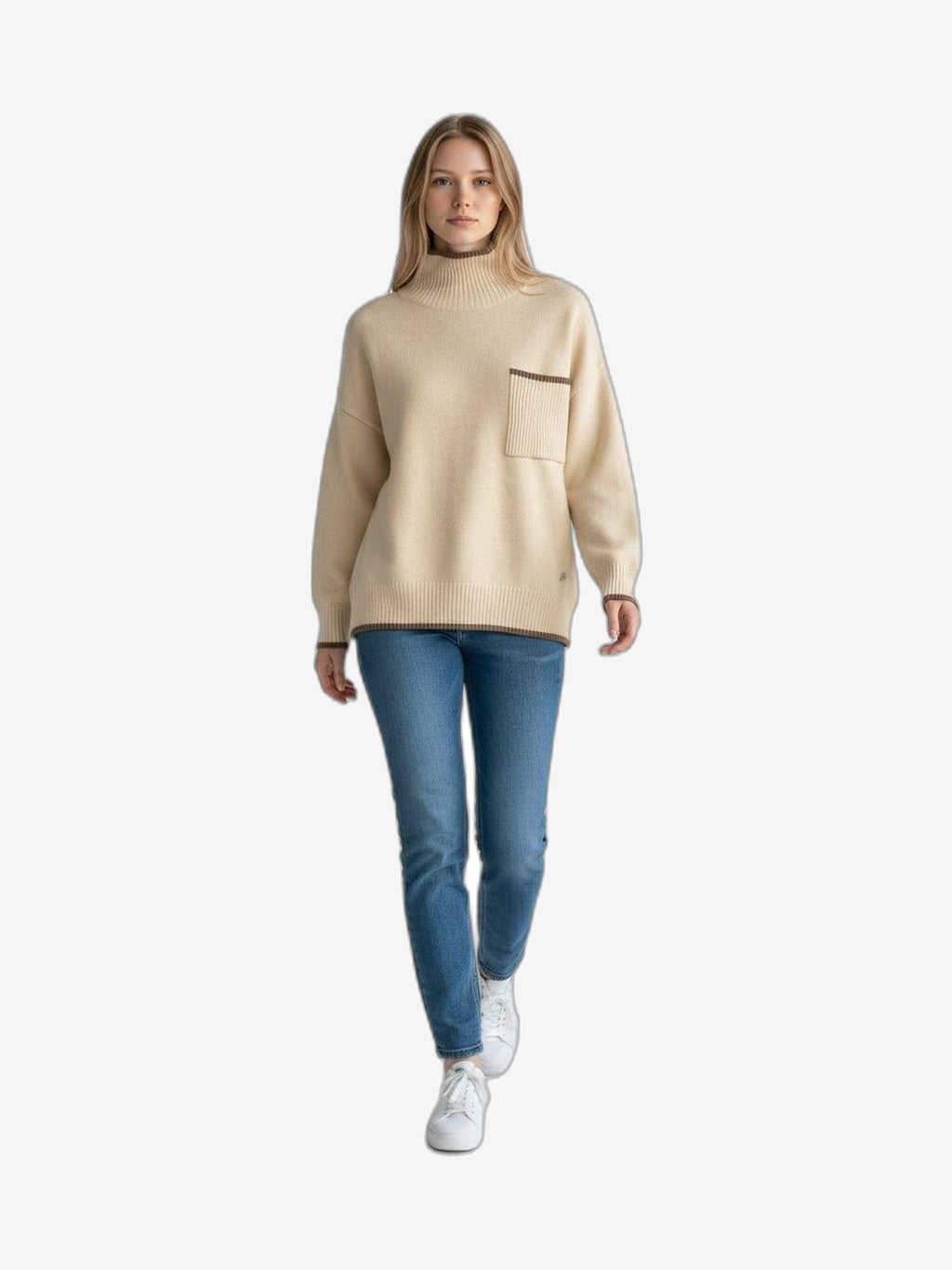 FRESH FLOWER Dolcevita Damen Natur/Taupe Stehkragen