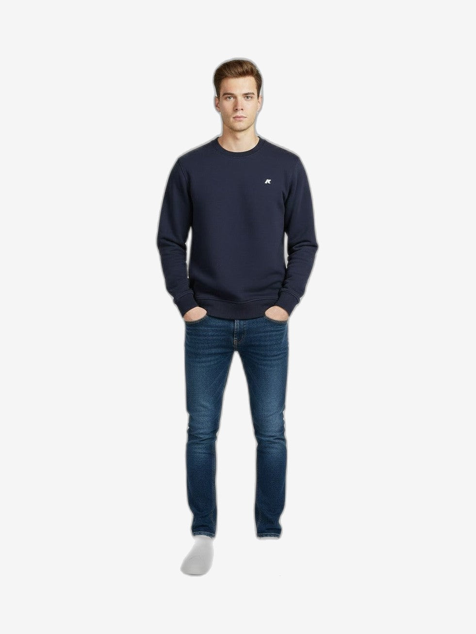K-WAY Felpa Uomo Bianco Cotone Girocollo
