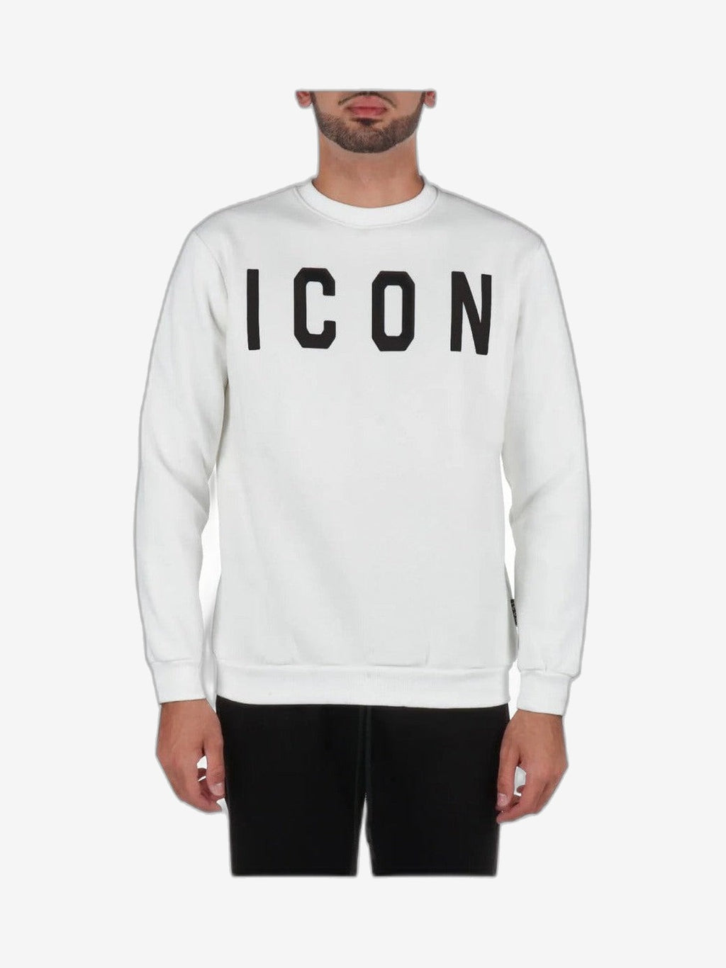 ICON Felpa Uomo Bianco Cotone Girocollo