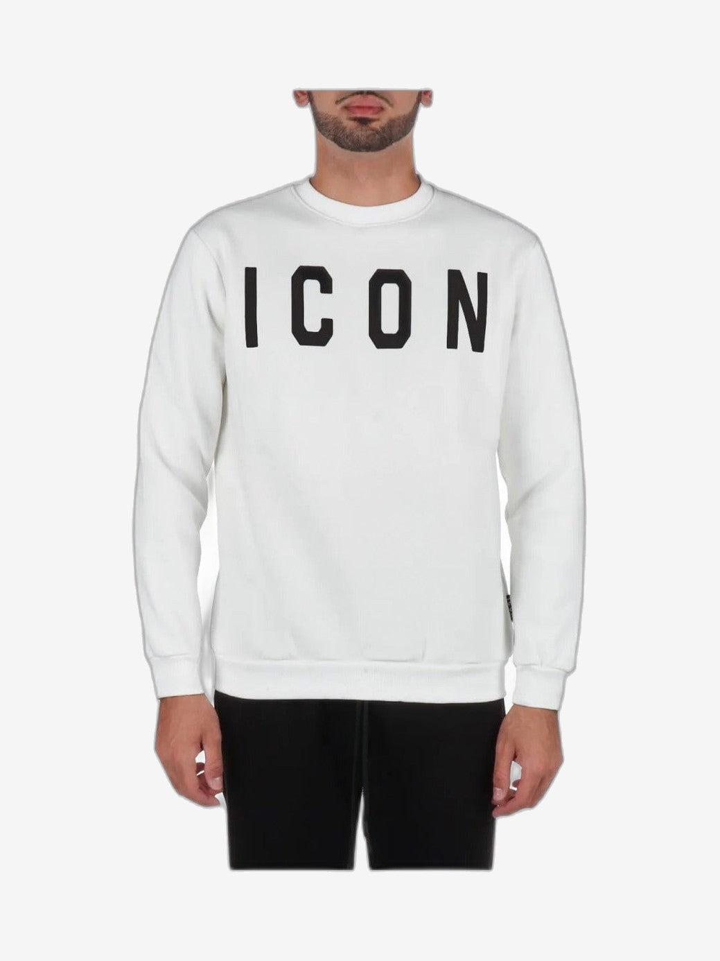 ICON Felpa Uomo Bianco Cotone Girocollo