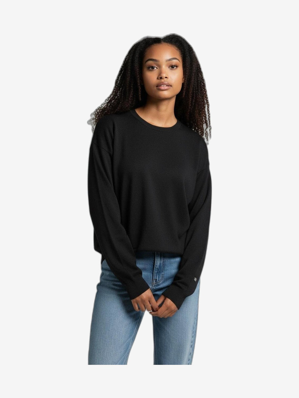 FRESH FLOWER Rundhals Damen Schwarz Rundhals