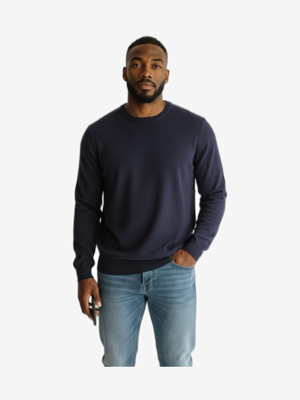 ICEBERG Pull Homme Bleu Marine Laine Col Rond