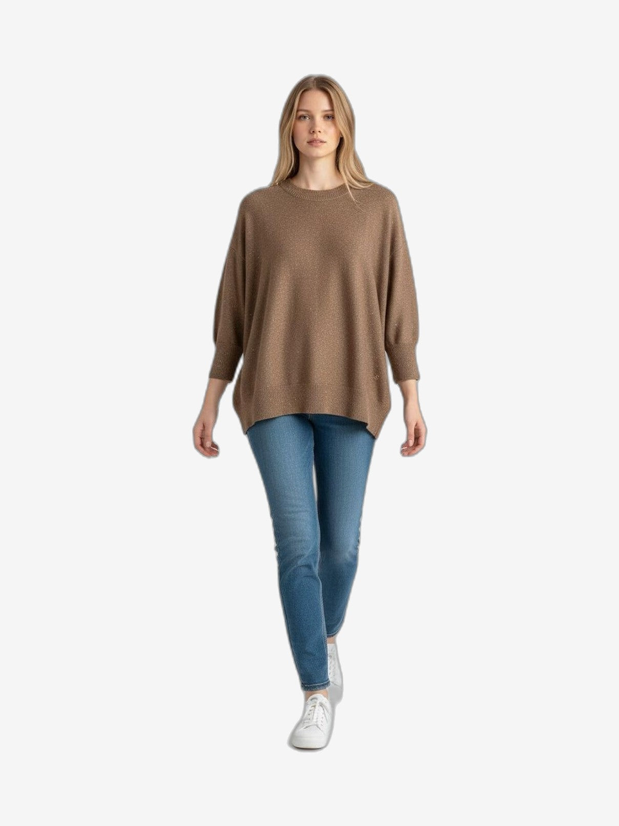 FRESH FLOWER Rundhals Damen Graubraun Rundhals