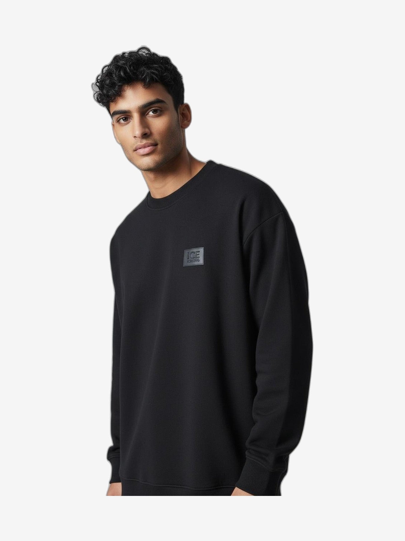 ICEBERG Felpa Uomo Nero Cotone Girocollo