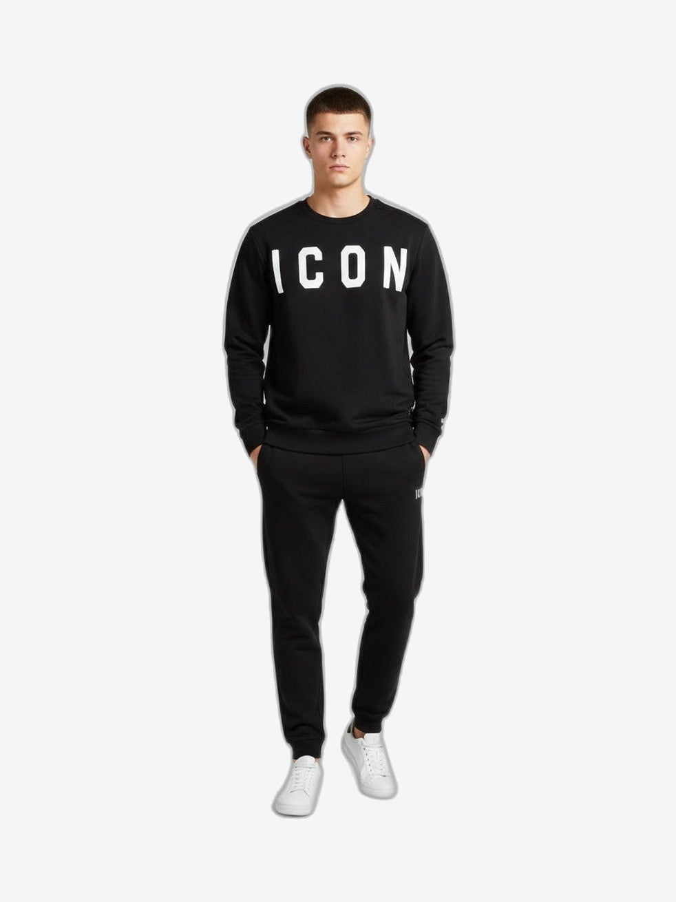 ICON Felpa Unisex Nero Cotone Girocollo