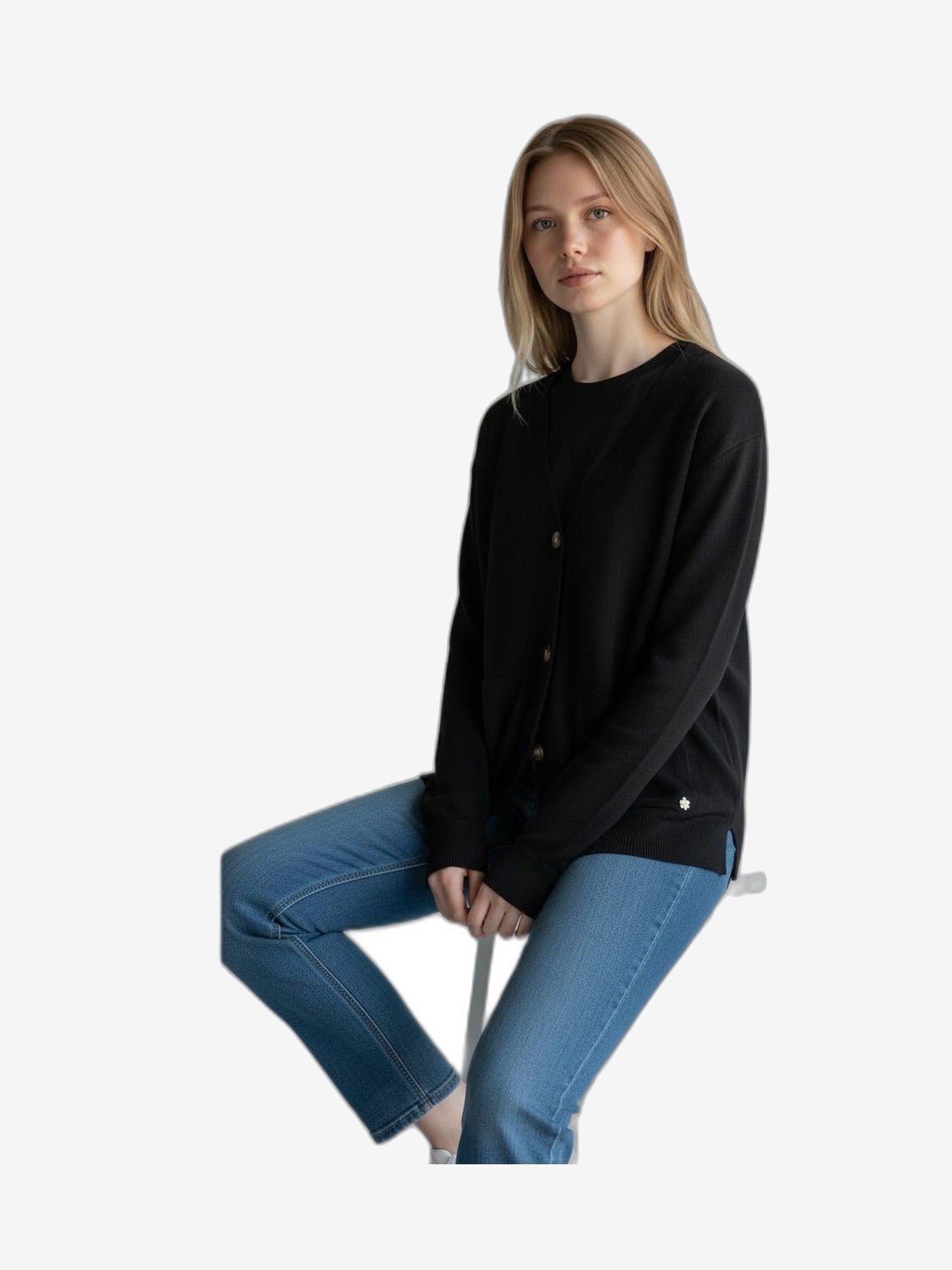 FRESH FLOWER Cardigan Damen Schwarz Baumwolle