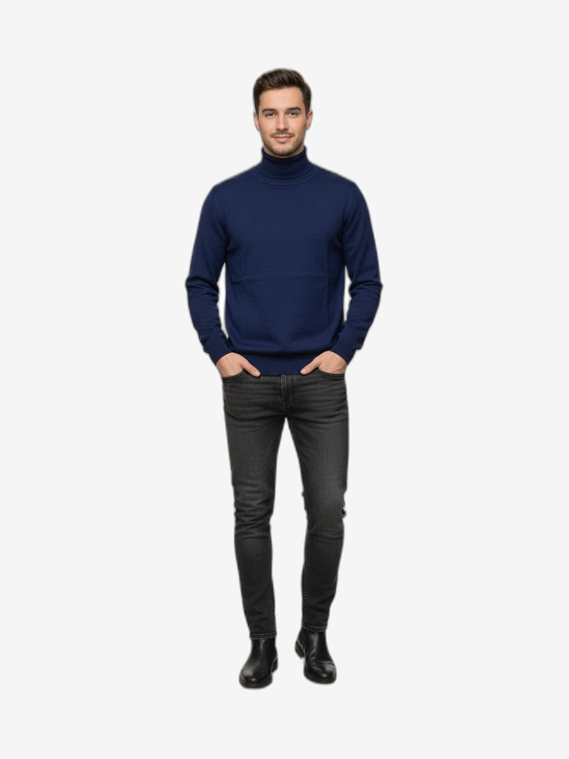 ICEBERG Rollkragenpullover Herren Blau Baumwolle Hochkragen