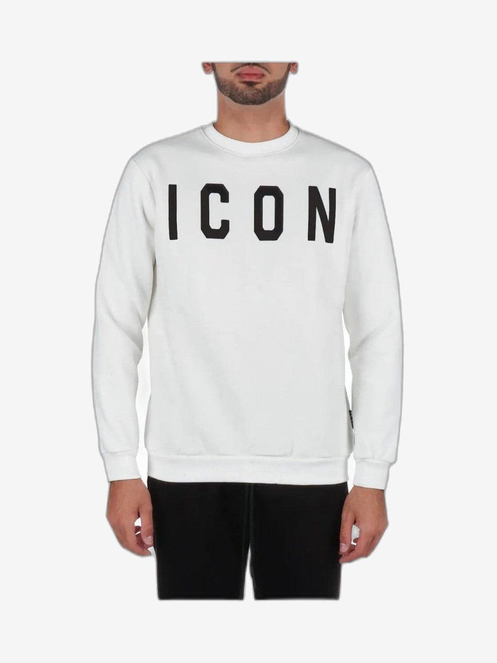 ICON Felpa Uomo Bianco Cotone Girocollo