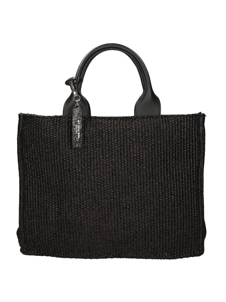 Women's Handbag - False Model - Leather & Fabric Mix