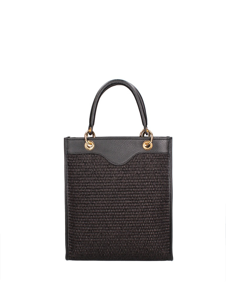 Women's Handbag - False Model - Leather & Fabric Mix