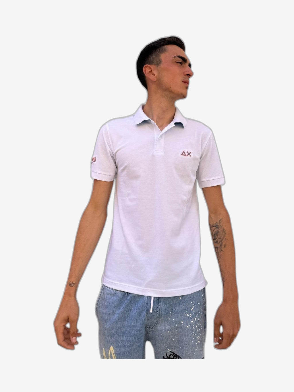 SUN68 Logo Beach Homme Blanc Coton