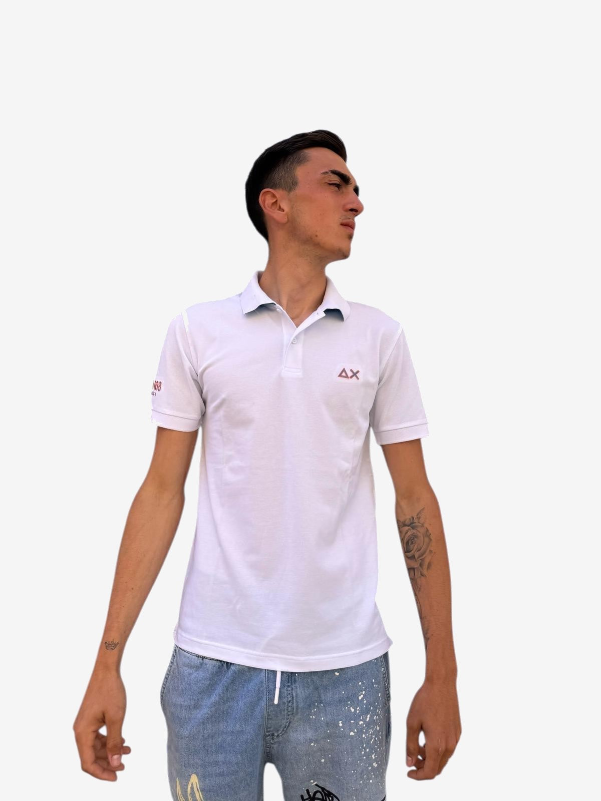 SUN68 Logo Beach Homme Blanc Coton