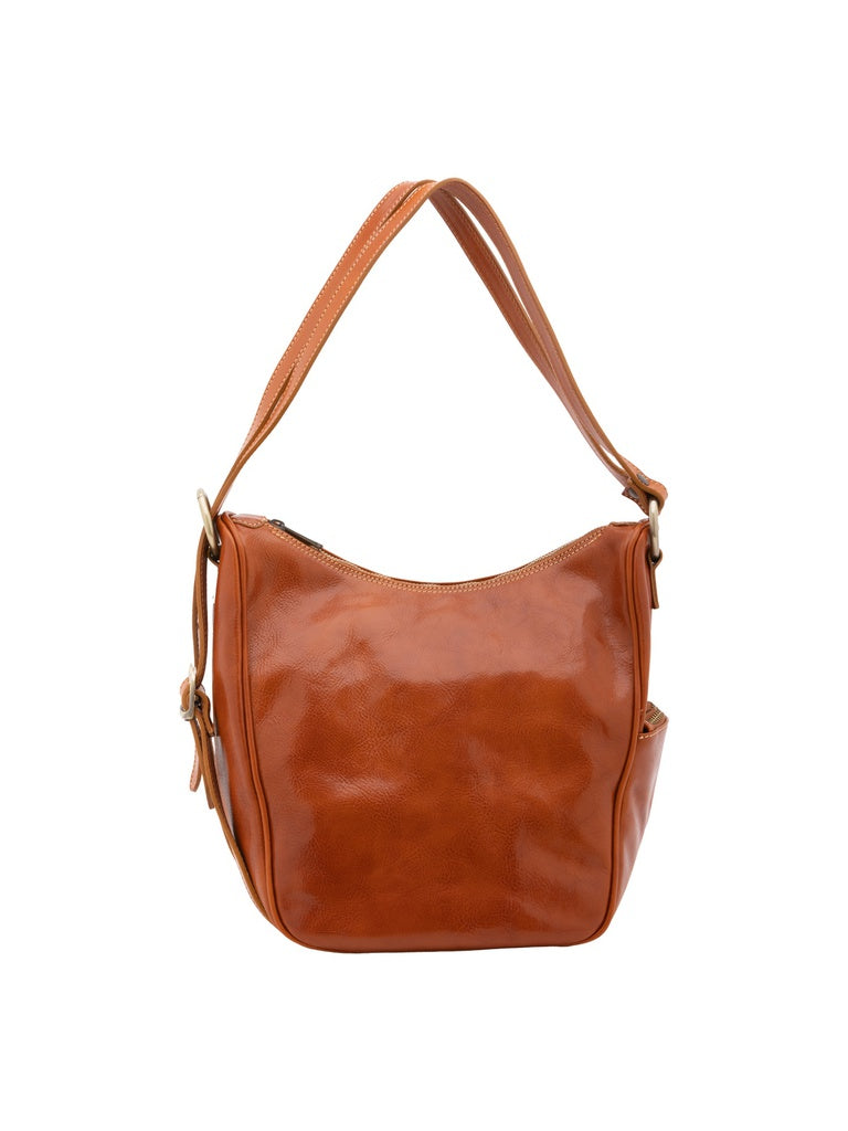 Women's Shoulder Bag - False Design - Genuine Leather