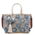 Women's Shopper Bag - Tote Style - Rattan & Polyester
