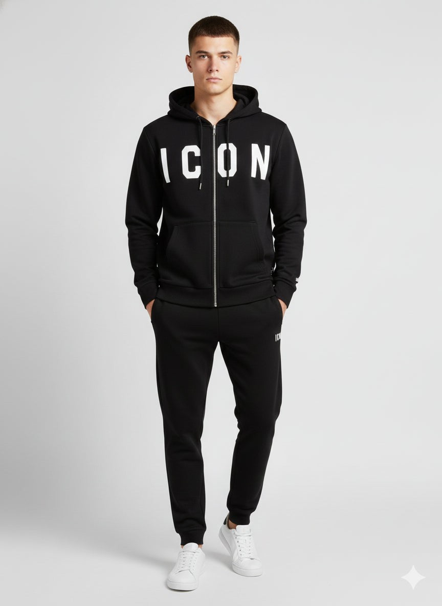 Veste ICON Homme Noir Coton Zip